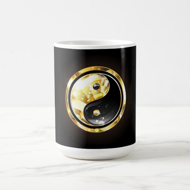 Guld Yin Yang på svart Magisk Mugg (Center)