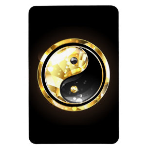 Guld Yin Yang på svart Magnet
