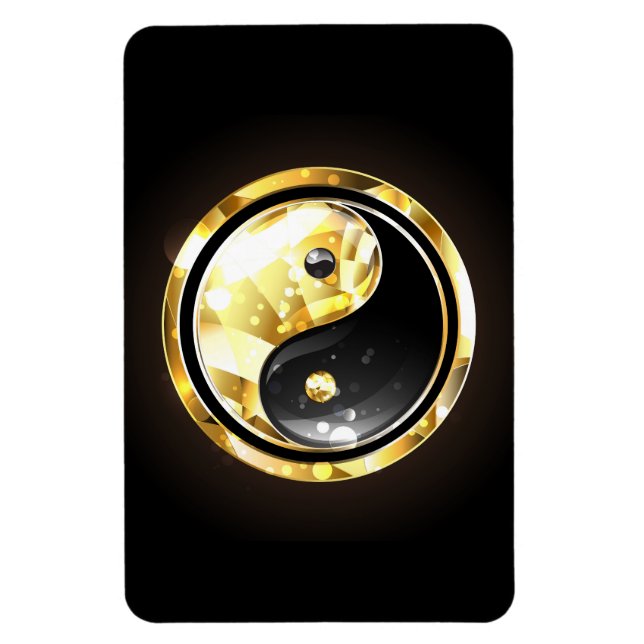 Guld Yin Yang på svart Magnet (Vertikal)