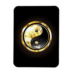 Guld Yin Yang på svart Magnet