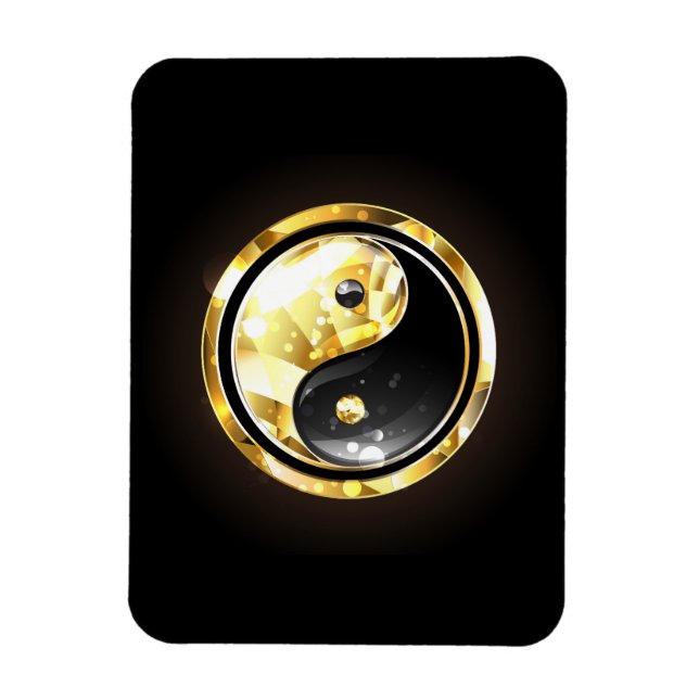 Guld Yin Yang på svart Magnet (Vertikal)