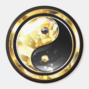 Guld Yin Yang på svart Magnet