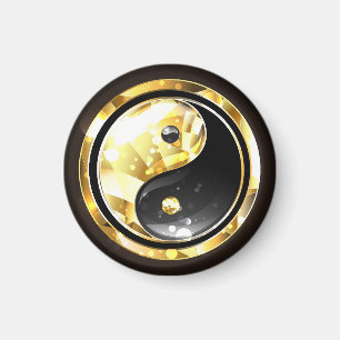 Guld Yin Yang på svart Magnet