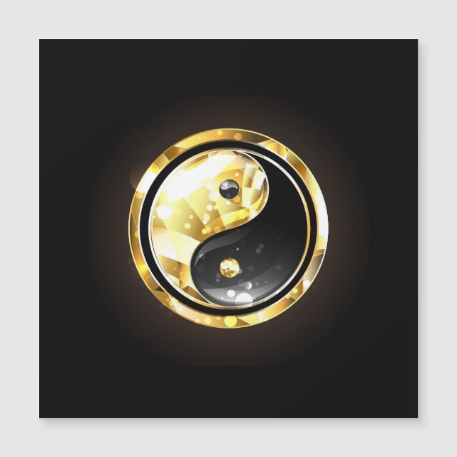 Guld Yin Yang på svart Magnetisk Inbjudningskort (Framsida)