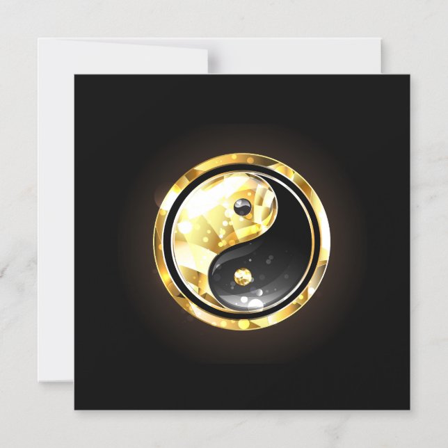Guld Yin Yang på svart Magnetisk Inbjudningskort (Framsida)