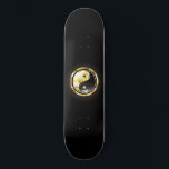 Guld Yin Yang på svart Mini Skateboard Bräda 18,5 Cm<br><div class="desc">Sjudisk,  guld och svart jangassymbol på svart bakgrund. Guld yin yang.</div>