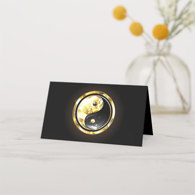 Guld Yin Yang på svart Placeringskort (Framsida)