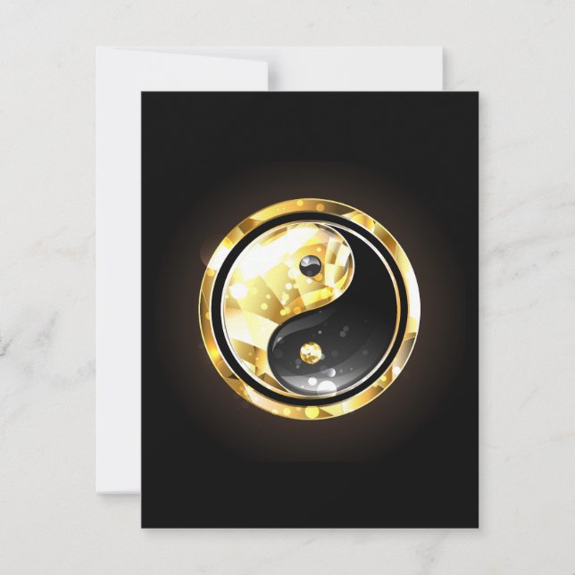 Guld Yin Yang på svart Spara Datumet (Framsida)