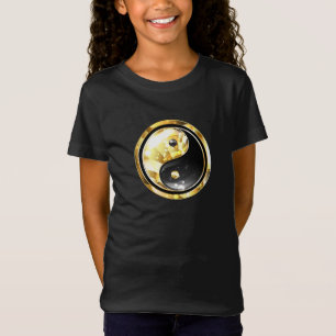 Guld Yin Yang på svart T Shirt