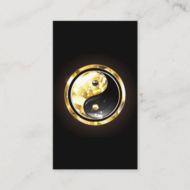 Guld Yin Yang på svart Tidsbeställning Kort (Framsida)