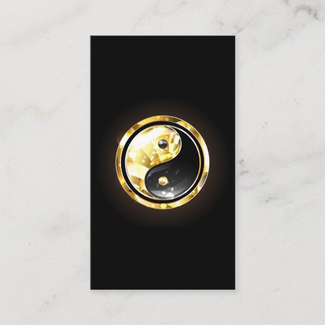 Guld Yin Yang på svart Visitkort (Framsida)
