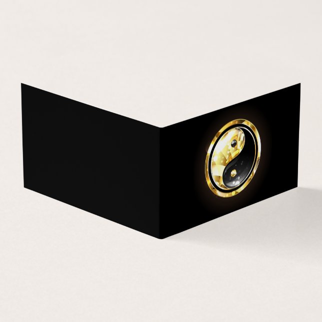 Guld Yin Yang på svart Visitkort (Utsida)