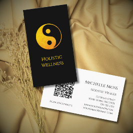 Guld Yin Yang Symbol QR kod Holistic Hälsa Visitkort