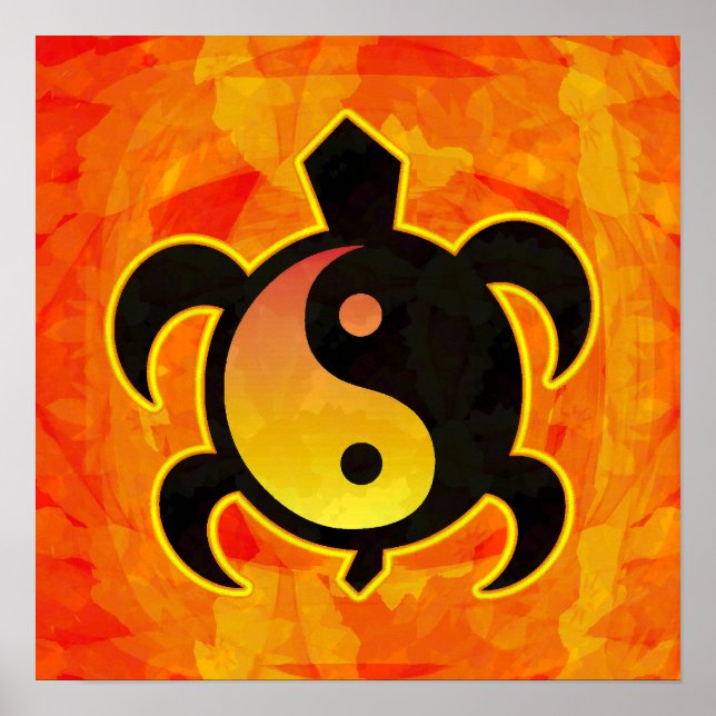 Guld Yin Yang Turtle Poster (Framsidan)