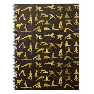 Guld- Yoga Asanas/poserar mönster Anteckningsbok