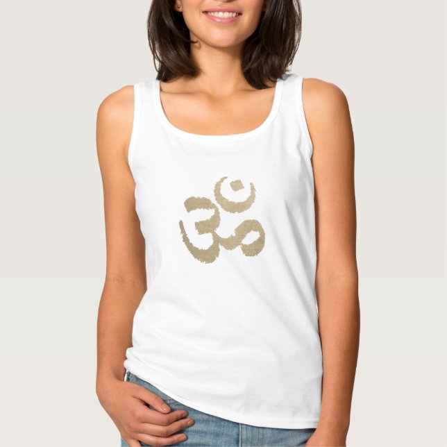 Guld Yoga Om-tecken T Shirt (Framsida)