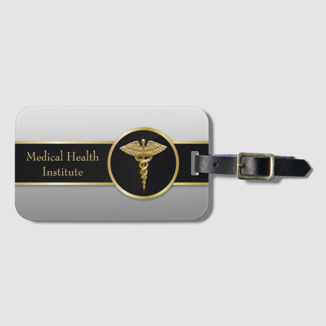 Guld- yrkesmässig medicinsk Caduceus - Bagagebricka (Framsida horisontal)