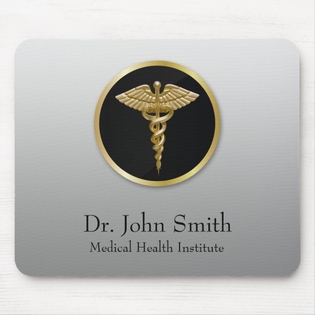 Guld- yrkesmässig medicinsk Caduceus - Mousepad Musmatta (Framsidan)