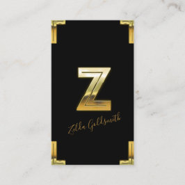 Guld Z Initial och Gräns Affärskort Visitkort