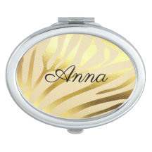 Guld Zebra Animal Print Compact spegel