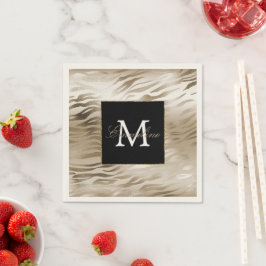 Guld Zebra Animal Print Monogram Pappersservett