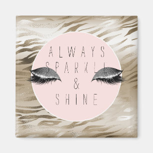 Guld Zebra Glitzy Silver Gnistra Ögon Magnet
