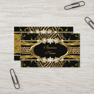 Guld Zebra Leopard Svart Juvel Utseende Bild Visitkort