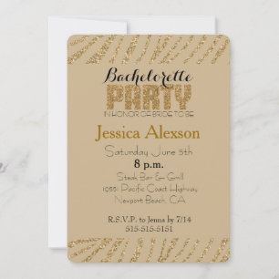 Guld Zebra tryck Faux Glitter Bachelorette Inbjudningar
