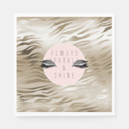 Guld Zebra tryck Glitzy Silver Gnistra Öga Pappersservett