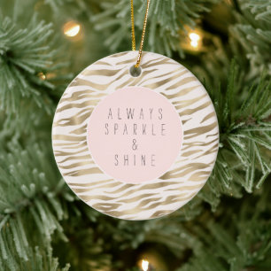 Guld Zebra tryck Julgransprydnad Keramik
