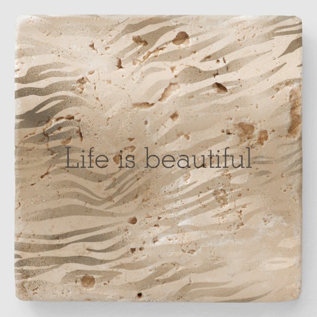 Guld Zebra tryck Ombre Stenunderlägg (Framsidan)