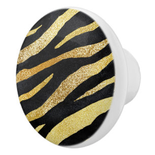 Guld Zebrastreifad Glam Luxe Exotisk Design Knopp