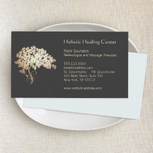 Guld Zen Träd Holistic and Natural Healer Visitkort