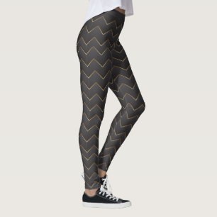 Guld Zig Zag Chevron Mönster Leggings