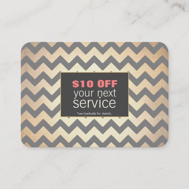 Guld Zig Zags Hair Salon and Spa Discount Coupon Rabattkort (Framsida)