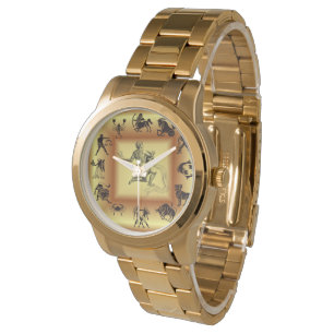 Guld Zodiac ~ Astrologiska tecken ~ Aquarius ~ Armbandsur
