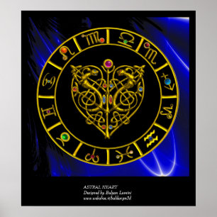GULD ZODIAC CHART,ASTRAL HEART,CELTISKA KNOT POSTER