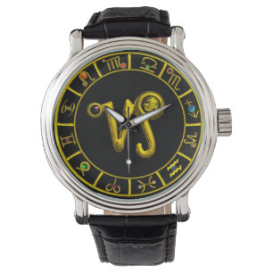 GULD ZODIAC SIGN CAPRICORN Astrology Diagram Armbandsur