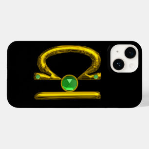 GULD ZODIAC SIGN LIBRA Grönt Emerald Gemstone