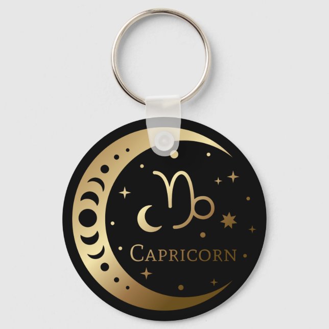 Guld Zodiac-tecken/Capricorn-nyckelkedja Nyckelring (Framsida)