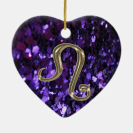 Guld- Zodiac undertecknar Leo på Julgransprydnad Keramik