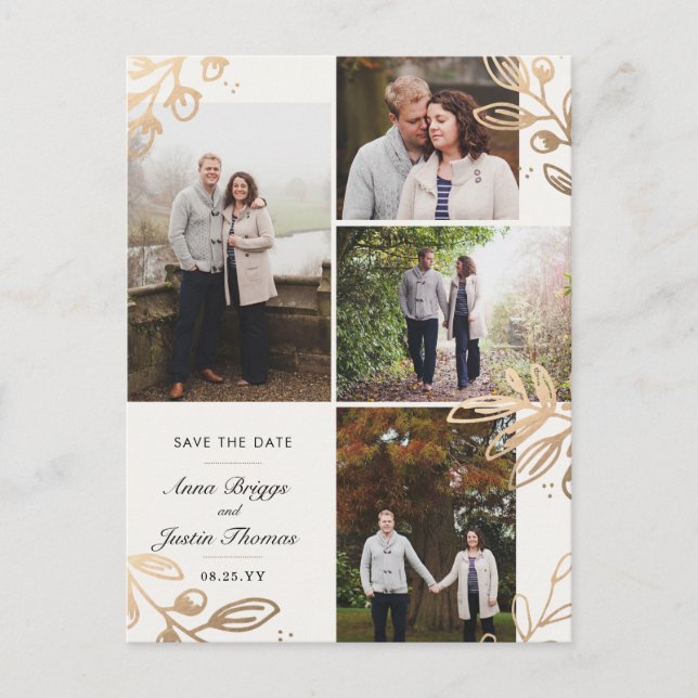 Gulda blad 4 Foto Spara datumet Meddelande Vykort (Framsida)