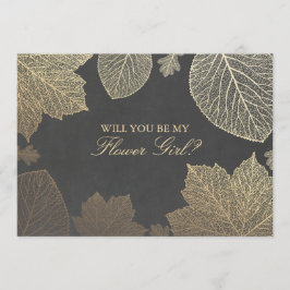 Gulda blad faller bröllopsblomma flicka inbjudan