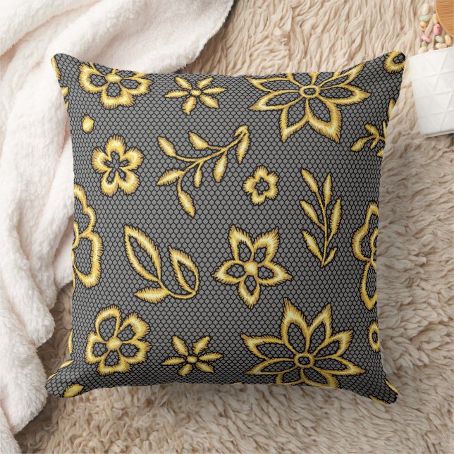 Gulda blommor  kudde (Filt)