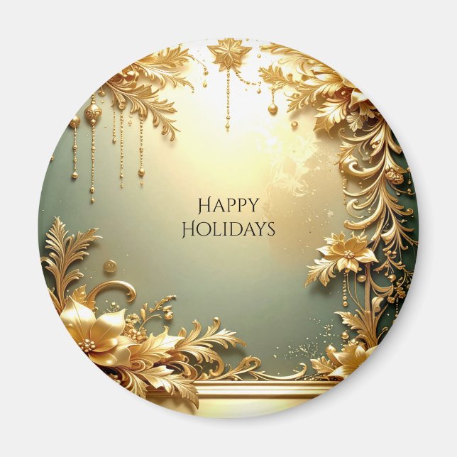 Gulda blommor Ornament Julmagnet Magnet (Framsidan)