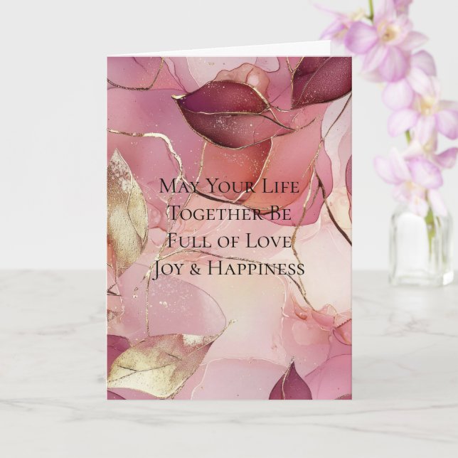 Gulda löv Burgunder Rosa Rosa Bröllop Kort (Orkide)