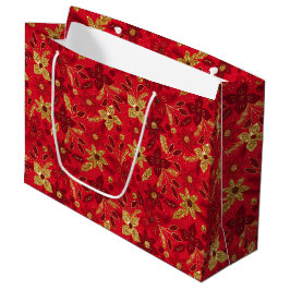 Gulda och röda julpoinsettia blommor