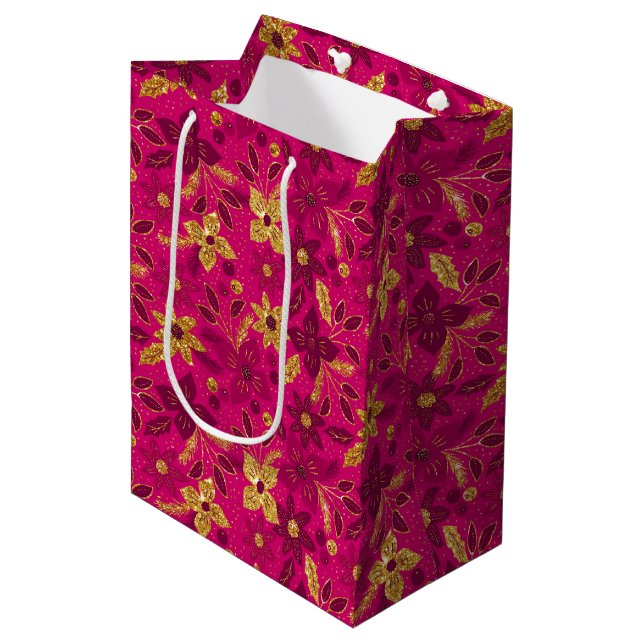 Gulda och rosa julpoängstjärnor (Framsidan Vinklad)