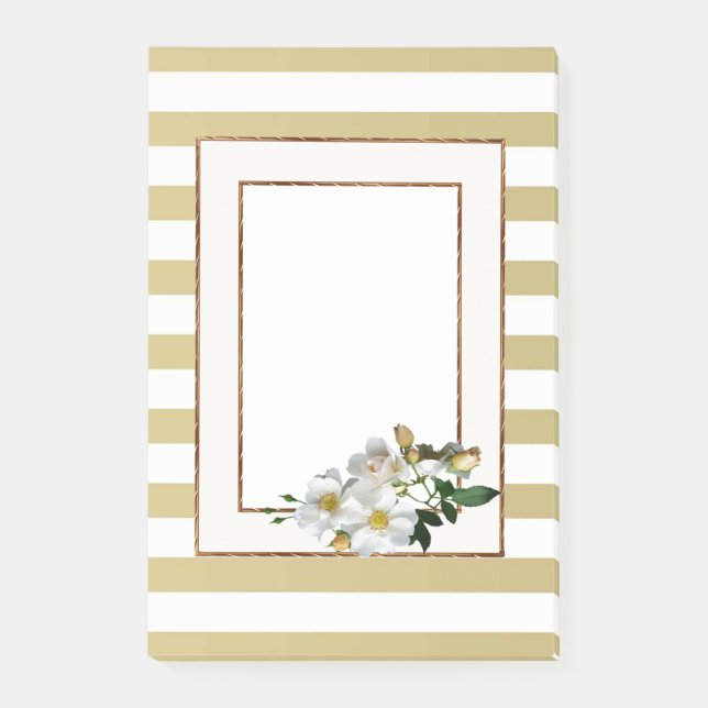 Gulda ränder och blommor post-it block (Framsida)