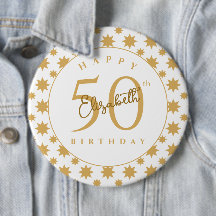 Gulda stjärnor 50-års födelsedag anpassat namn